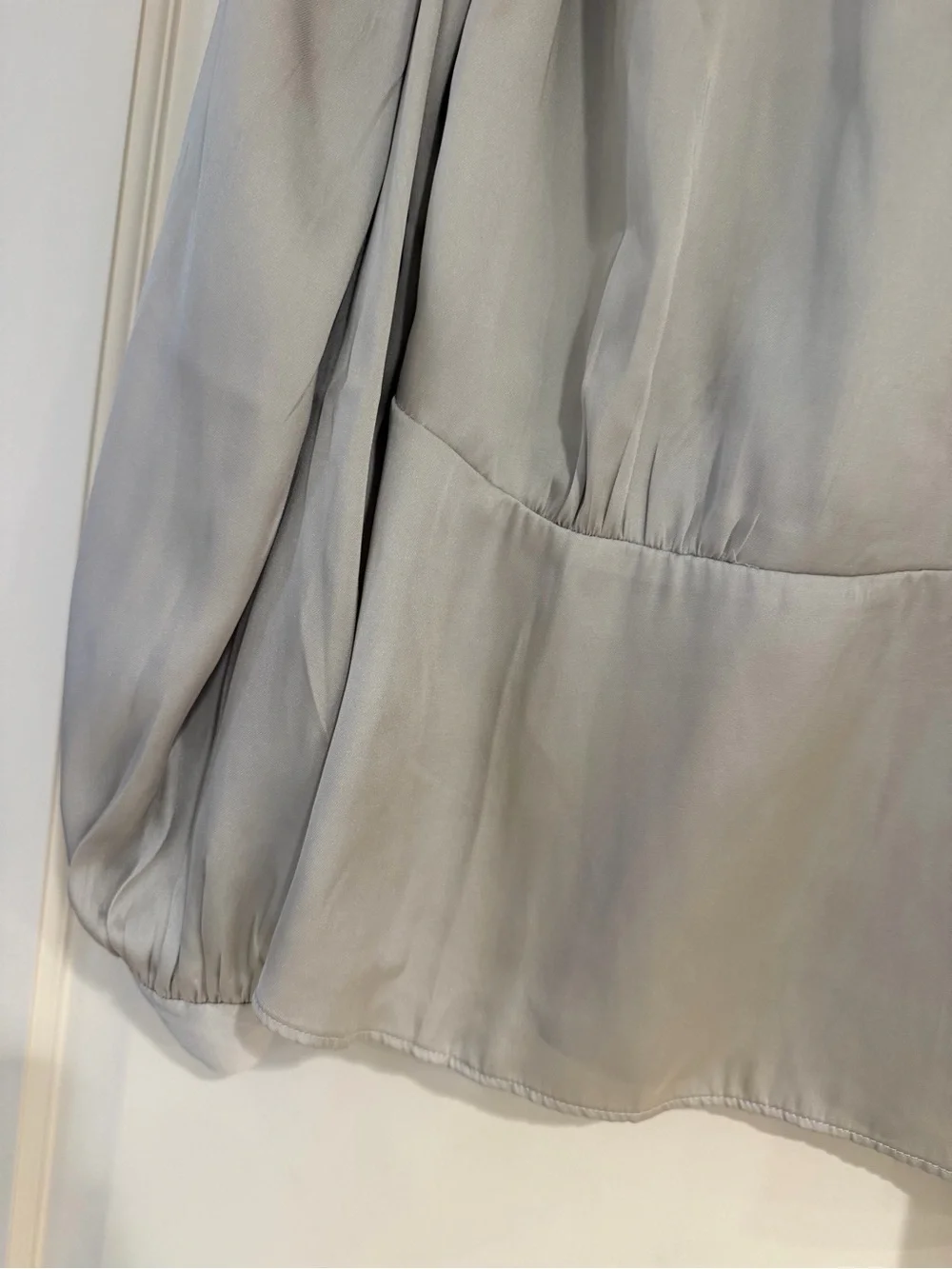 Banana Republic Light Gray Wrap Satin Blouse